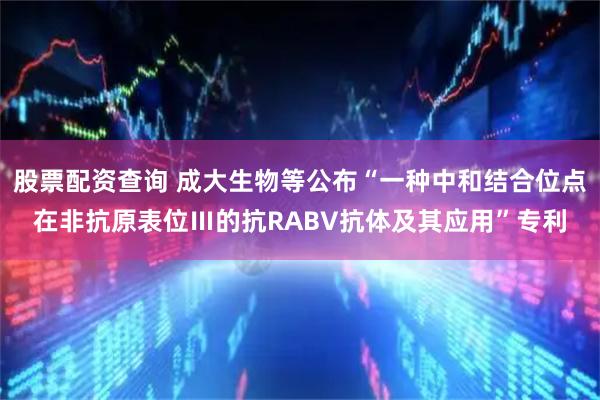 股票配资查询 成大生物等公布“一种中和结合位点在非抗原表位Ⅲ的抗RABV抗体及其应用”专利