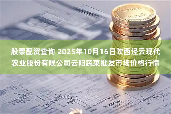 股票配资查询 2025年10月16日陕西泾云现代农业股份有限公司云阳蔬菜批发市场价格行情