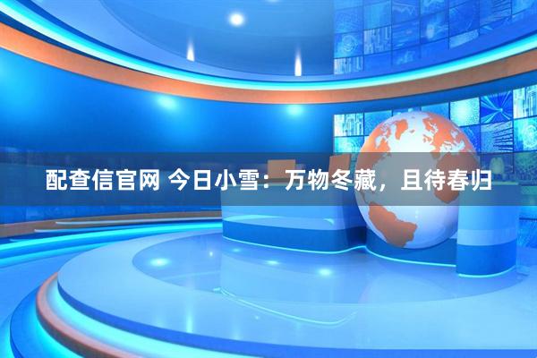 配查信官网 今日小雪:万物冬藏,且待春归