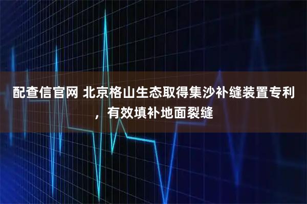 配查信官网 北京格山生态取得集沙补缝装置专利,有效填补地面裂缝